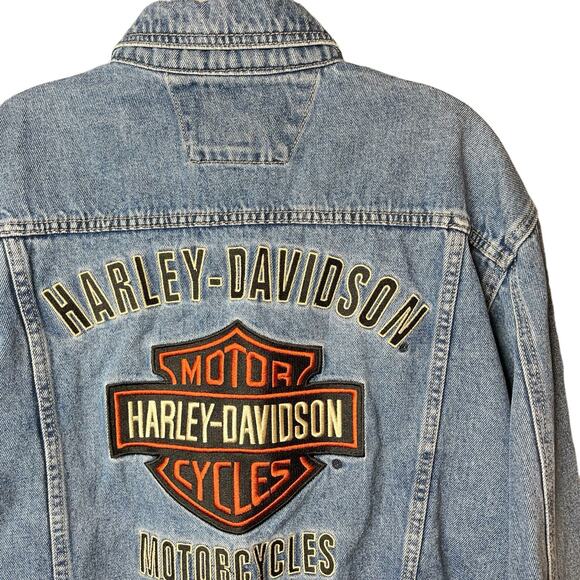 Vintage Harley Davidson Motorcycle Big Logo Denim Jacket Size M - Picture 16 of 16